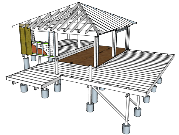 Code approved scoria bag pole house in New Zealand