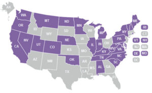 Purple color denotes states that allow cultivation of hemp for commercial, research or pilot programs