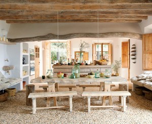 Stone cave house kitchen and dining