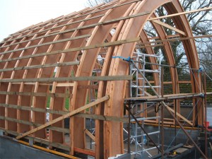 Straw bale vaulted house under construction