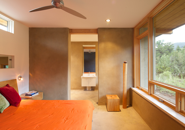 Interior view of the Strawbale Getaway