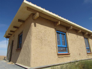 Strawbale house with earth plaster