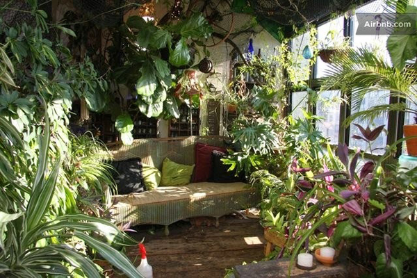 Sunroom made with natural materials.