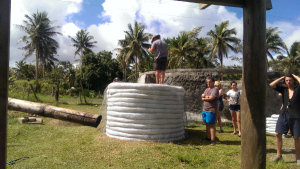 Earthbag water tank in Vanuatu, South Pacific