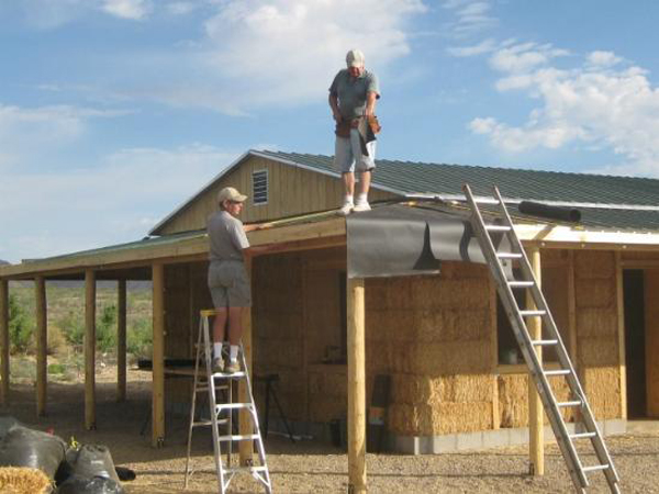 Directions for DIY wrap-around porch on strawbale house